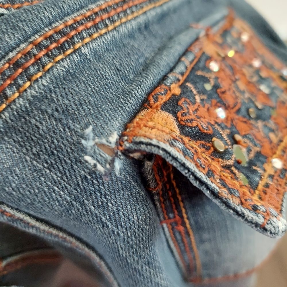 No Boundaries Vintage 90s Embellished Flare Jeans Size 9 - Picture 10 of 10